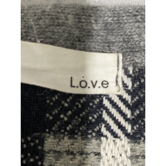 L.o.v.e Women’s Tartan Plaid Cardigan Gray Blue Sweater Size Small - Picture 7 of 10